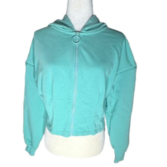 Fabletics Dakota Hooded Mint Cropped Full Zip Workout Jacket Women's Medium - Picture 1 of 8